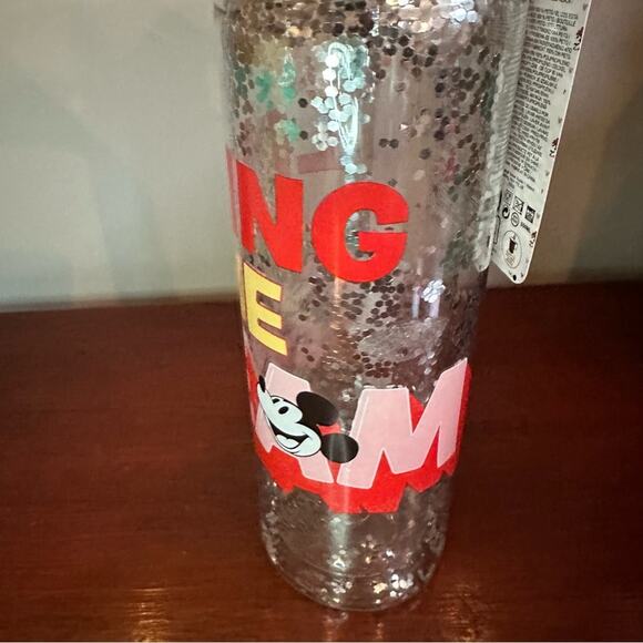 NWT Disneys Mickey Minnie Mouse Glitter Water Bottle LIVING THE DREAM - Picture 6 of 10